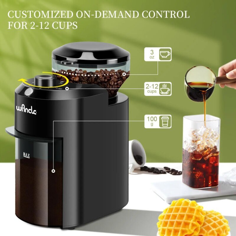 Automatic Burr Mill Coffee Grinder 220V Electric Coffee Bean Grinding with 28 Grind Settings for Espresso French Press Drip