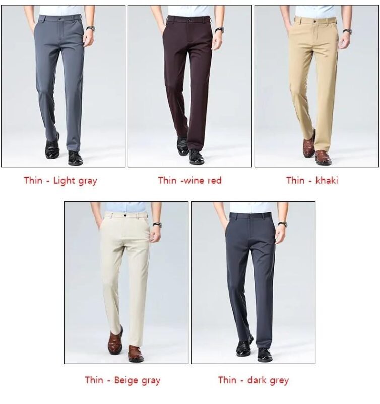 29-42 Men's Summer Thin Fashion Business Casual Suit Pants Long Pants Men's Elastic Straight Sleeve Formal Pants Plus Size 28-40