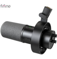 FIFINE Dynamic Mic (USB/XLR) – Shock Mount, Touch-Mute, Jack & Volume Control, Perfect for PC or Sound Card Recording - K688