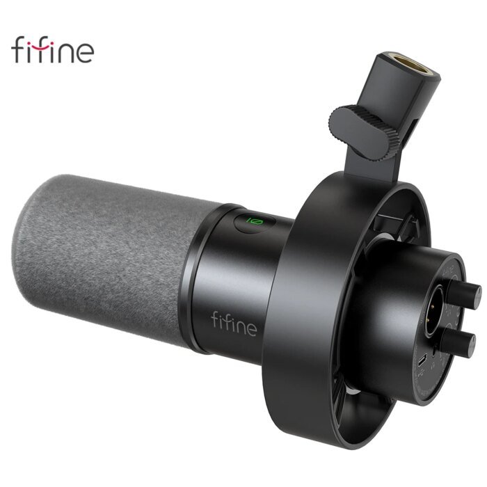 FIFINE Dynamic Mic (USB/XLR) – Shock Mount, Touch-Mute, Jack & Volume Control, Perfect for PC or Sound Card Recording - K688