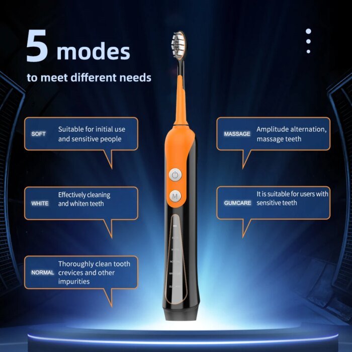 SUBORT S9 Sonic Electric Toothbrush Cordless USB Rechargeable Whitening Toothbrush Waterproof Ultrasonic Automatic Tooth Brush - Image 2