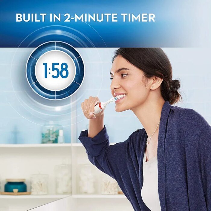Oral B Electric Toothbrush Pro 4000 3D Action Daily Clean Teeth Visible Pressure Sensor 4 Modes Gum Cares Waterproof Rechargeabl - Image 4