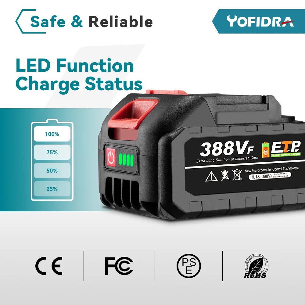 YOFIDRA 200Bar 3500W Brushless Electric High Pressure Washer 6in1 Car Washing Garden Water Spray Gun For Makita 18V Battery Pin