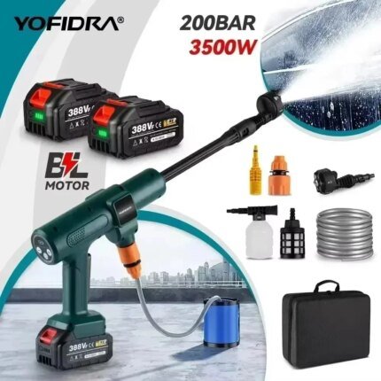 YOFIDRA 200Bar 3500W Brushless Electric High Pressure Washer 6in1 Car Washing Garden Water Spray Gun For Makita 18V Battery Pin