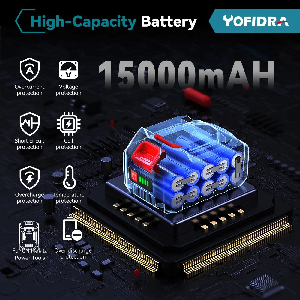 YOFIDRA 200Bar 3500W Brushless Electric High Pressure Washer 6in1 Car Washing Garden Water Spray Gun For Makita 18V Battery Pin