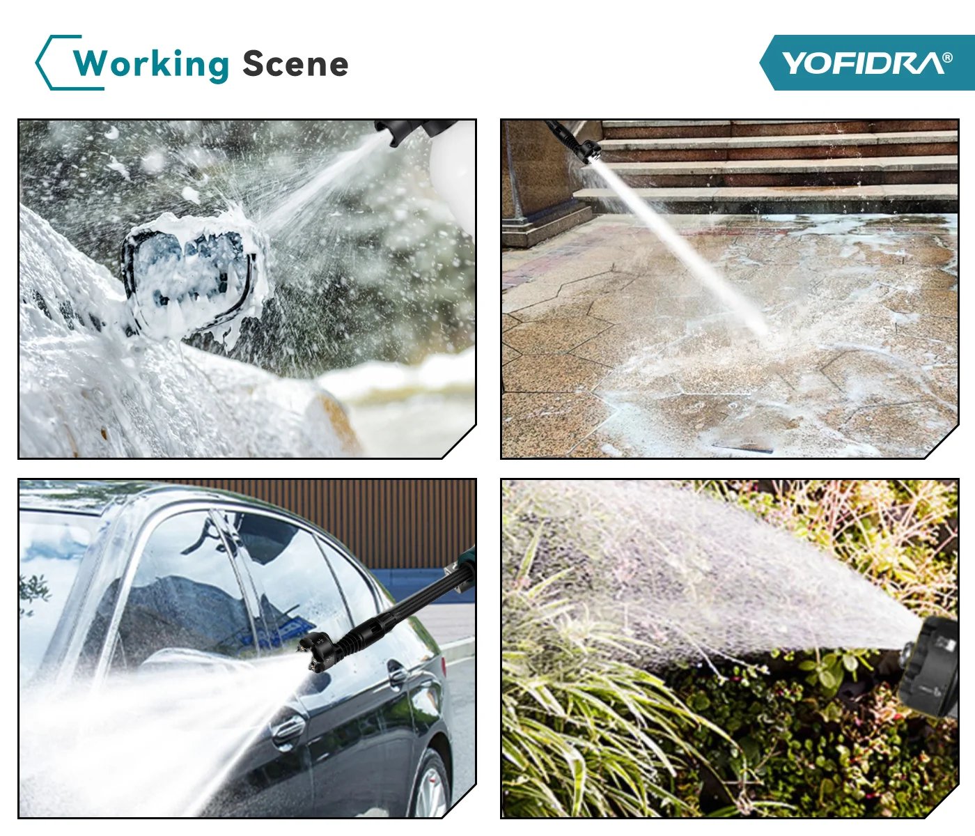 YOFIDRA 200Bar 3500W Brushless Electric High Pressure Washer 6in1 Car Washing Garden Water Spray Gun For Makita 18V Battery Pin YOFIDRA 200Bar 3500W Brushless Electric High Pressure Washer 6in1 Car Washing Garden Water Spray Gun For Makita 18V Battery Pin