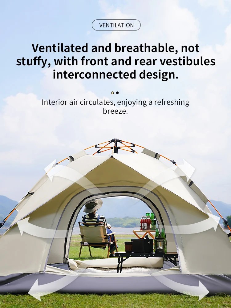 Outdoor Folding Tent Fully Automatic Quick Opening Tent 3-4 Person Self Driving Camping Tent Rain Proof Sun Proof Portable