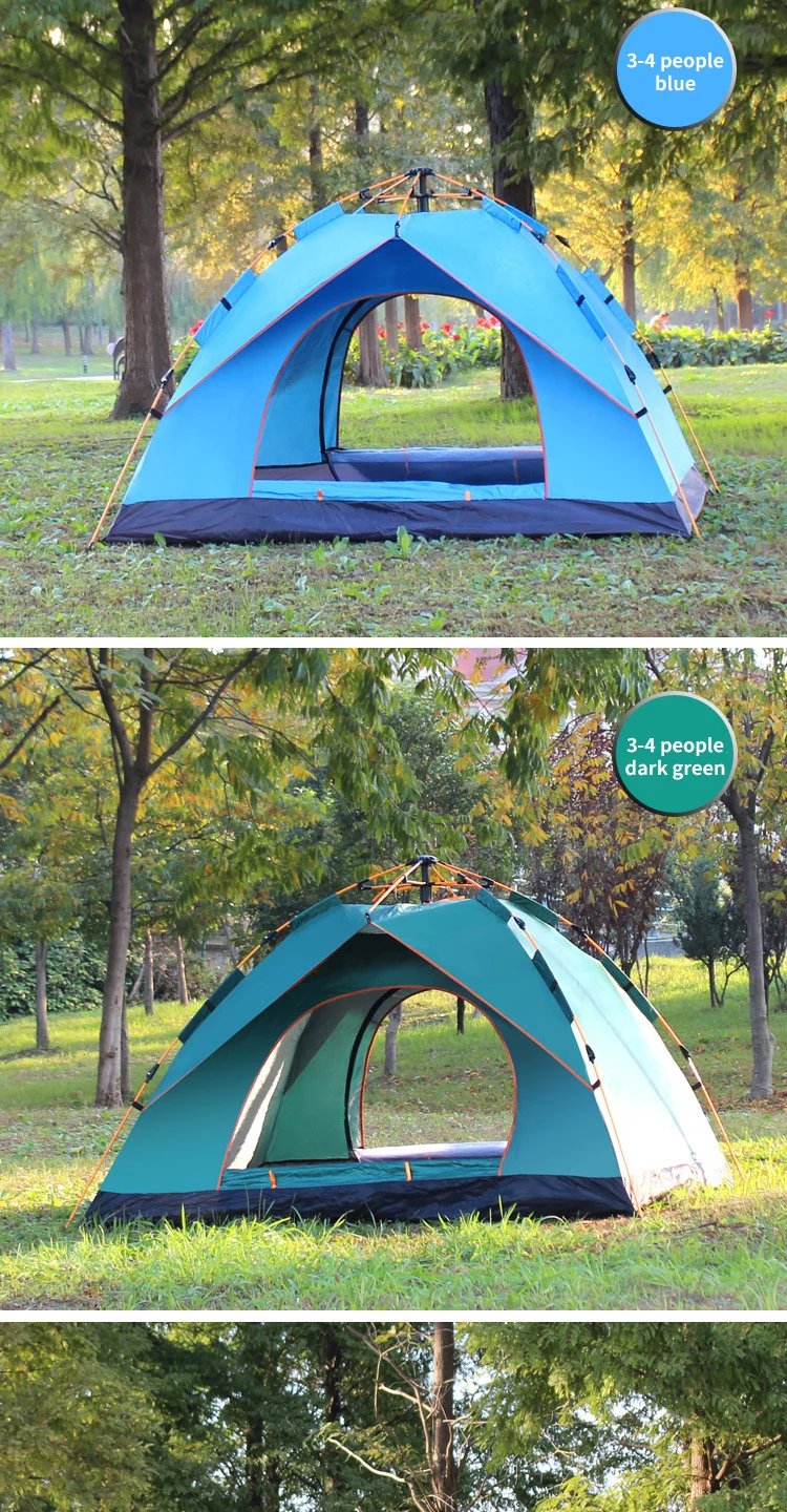 Outdoor Folding Tent Fully Automatic Quick Opening Tent 3-4 Person Self Driving Camping Tent Rain Proof Sun Proof Portable