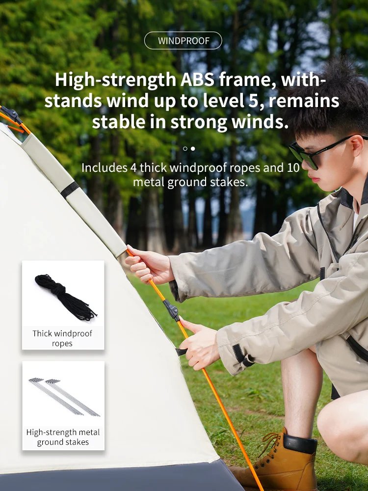 Outdoor Folding Tent Fully Automatic Quick Opening Tent 3-4 Person Self Driving Camping Tent Rain Proof Sun Proof Portable