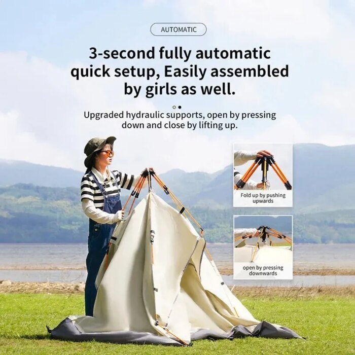 Outdoor Folding Tent Fully Automatic Quick Opening Tent 3-4 Person Self Driving Camping Tent Rain Proof Sun Proof Portable - Image 2