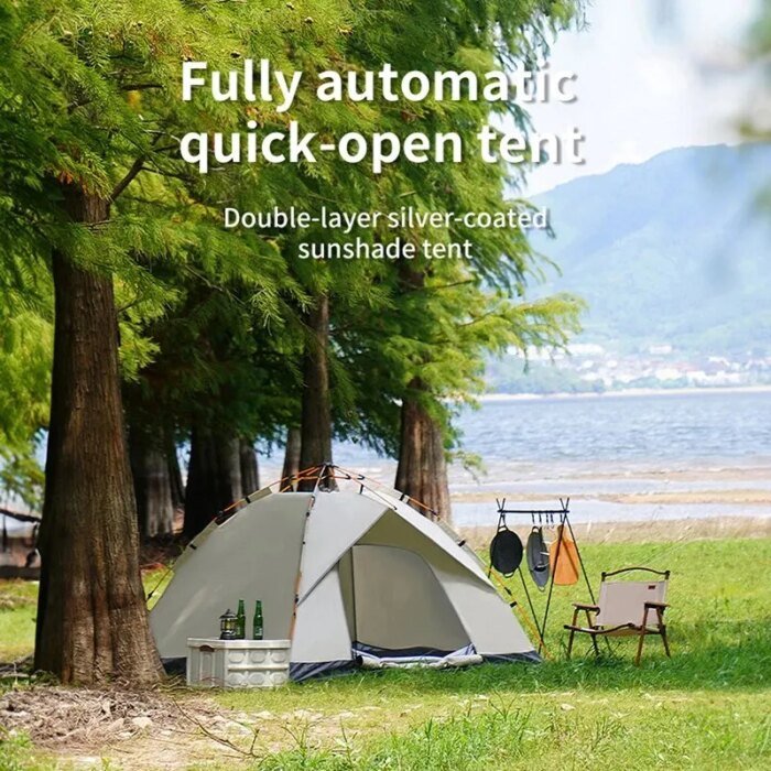 Outdoor Folding Tent Fully Automatic Quick Opening Tent 3-4 Person Self Driving Camping Tent Rain Proof Sun Proof Portable - Image 1