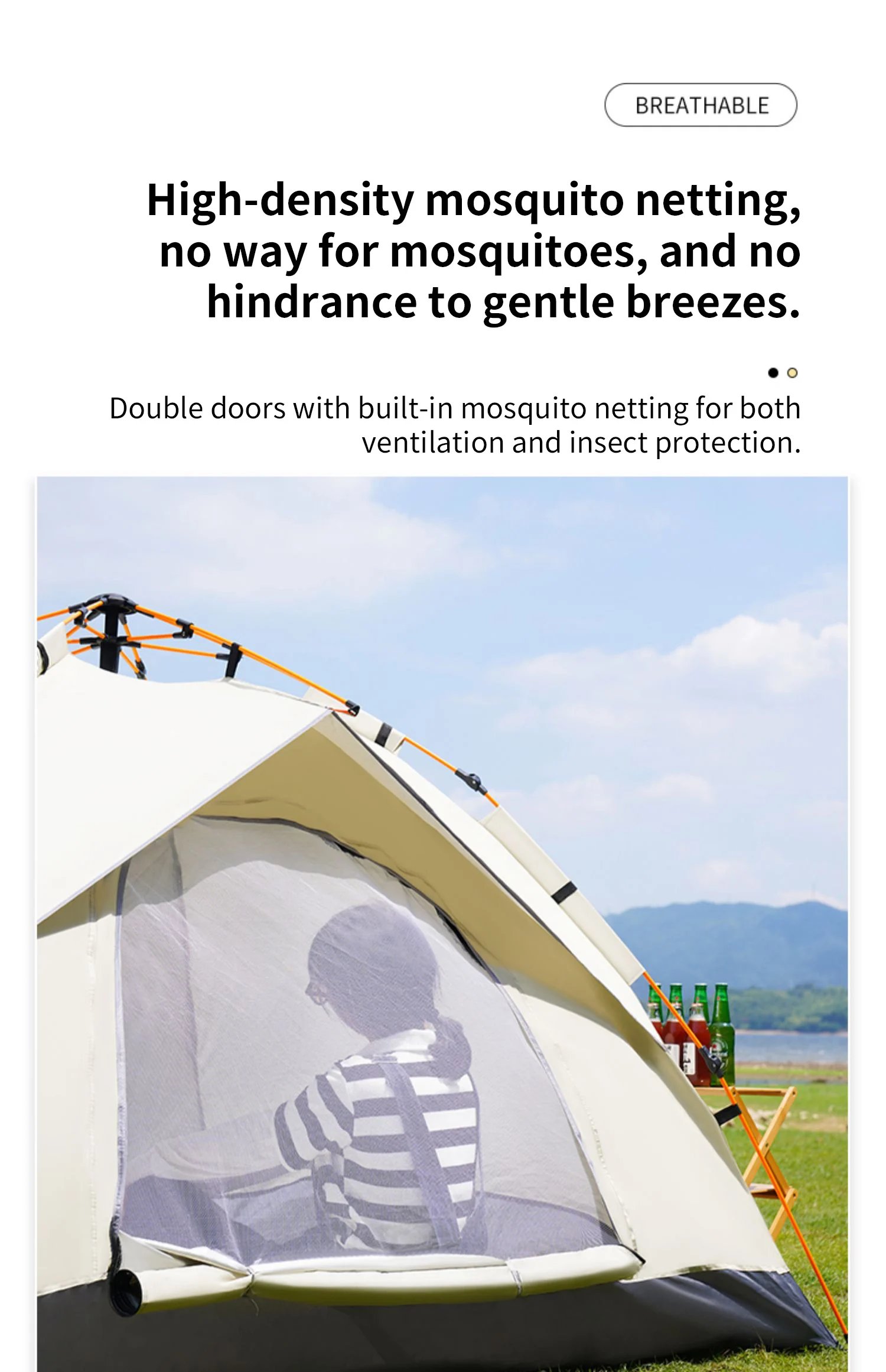 Outdoor Folding Tent Fully Automatic Quick Opening Tent 3-4 Person Self Driving Camping Tent Rain Proof Sun Proof Portable