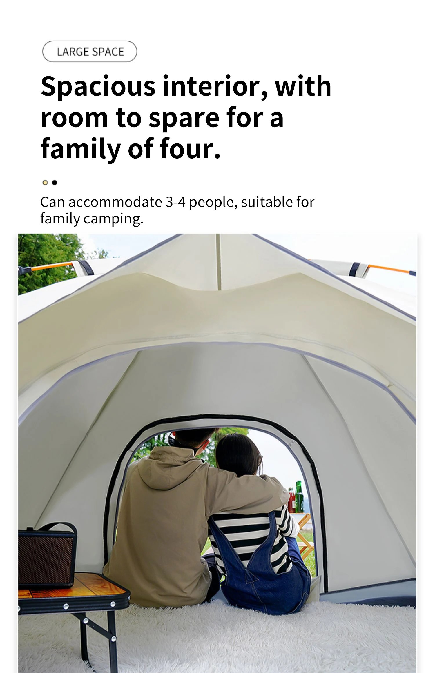 Outdoor Folding Tent Fully Automatic Quick Opening Tent 3-4 Person Self Driving Camping Tent Rain Proof Sun Proof Portable