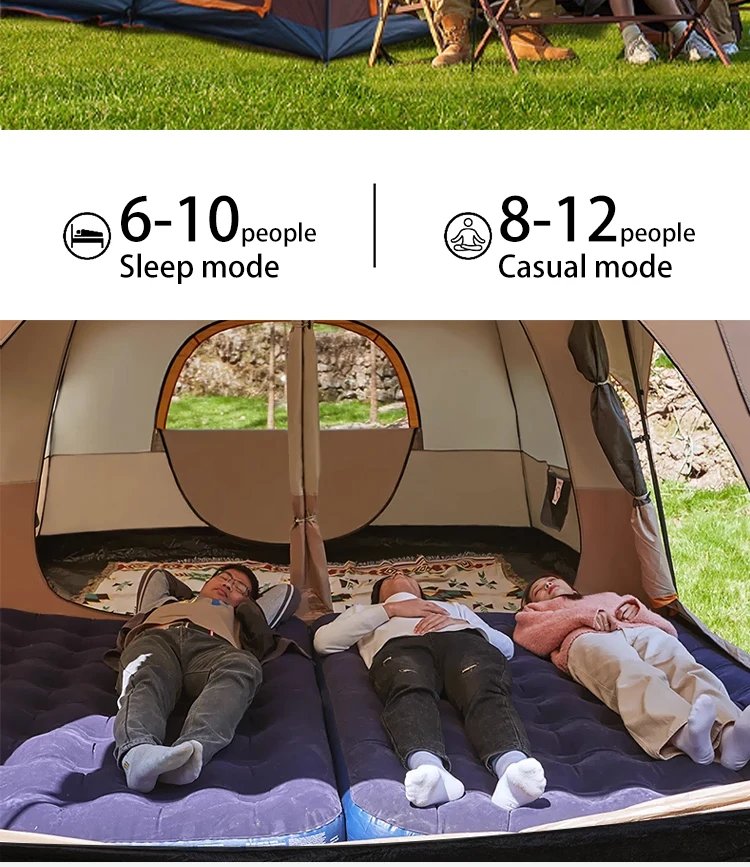 2025 Upgraded 4 Season Camping Tent 3-12 Person Waterproof Windproof Double Layer 2 Room Family Outdoor Backpacking Equipment