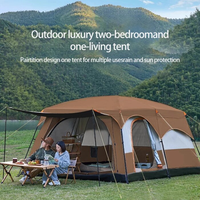 2025 Upgraded 4 Season Camping Tent 3-12 Person Waterproof Windproof Double Layer 2 Room Family Outdoor Backpacking Equipment - Image 1