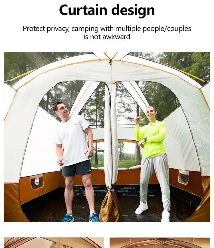 2025 Upgraded 4 Season Camping Tent 3-12 Person Waterproof Windproof Double Layer 2 Room Family Outdoor Backpacking Equipment