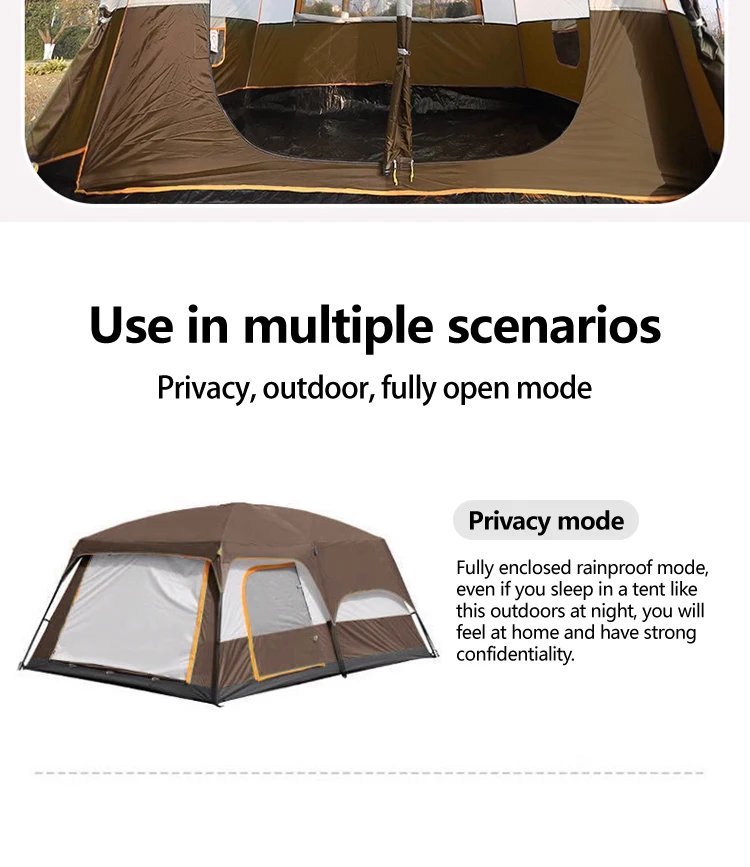 2025 Upgraded 4 Season Camping Tent 3-12 Person Waterproof Windproof Double Layer 2 Room Family Outdoor Backpacking Equipment
