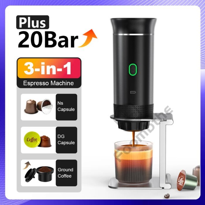 Wireless Electric Portable Espresso Coffee Machine for Car & Home Camping Coffee Maker 3-in-1 Capsule Powder Travel Coffee Maker - Image 1