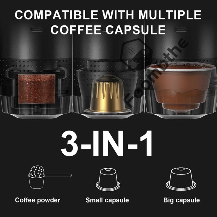 Wireless Electric Portable Espresso Coffee Machine for Car & Home Camping Coffee Maker 3-in-1 Capsule Powder Travel Coffee Maker - Image 6