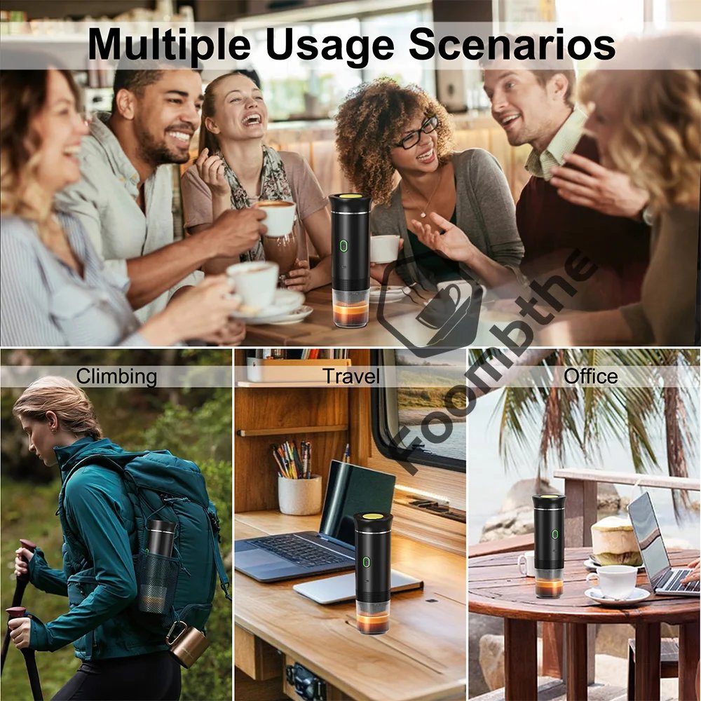 Wireless Electric Portable Espresso Coffee Machine for Car & Home Camping Coffee Maker 3-in-1 Capsule Powder Travel Coffee Maker