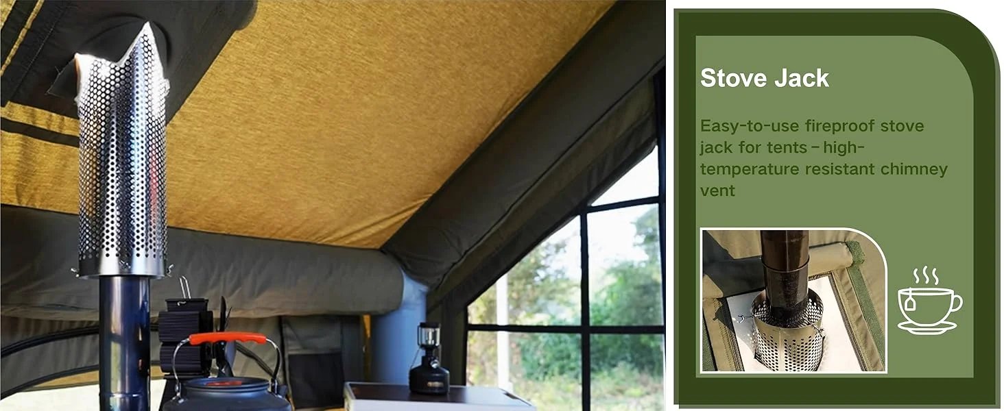 13' x 10' Army Green Inflatable Camping Tent with Tarp,4 Season Air Tent Waterproof Blow Up Tent with Picnic Mat & Fire Blanket