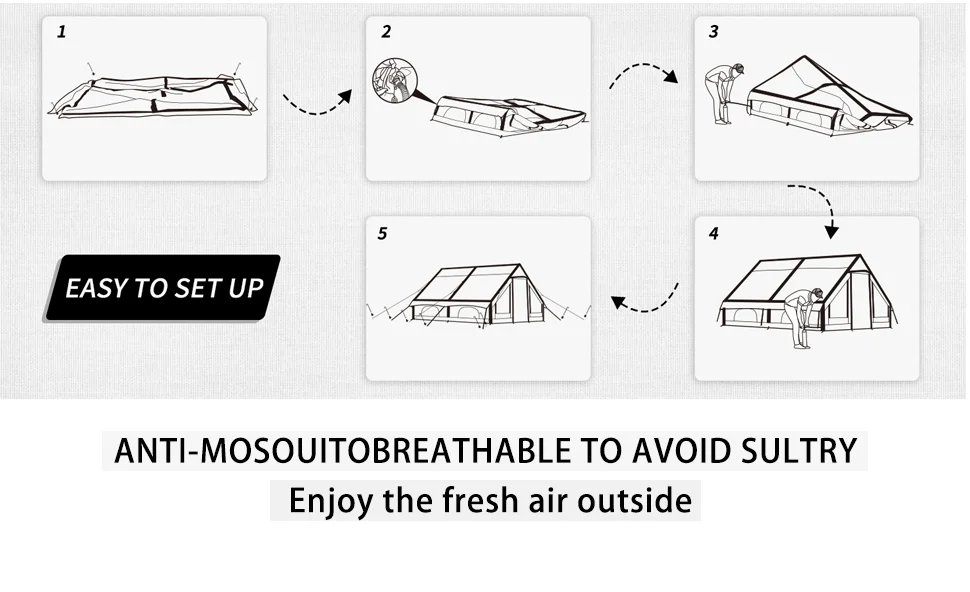 13' x 10' Army Green Inflatable Camping Tent with Tarp,4 Season Air Tent Waterproof Blow Up Tent with Picnic Mat & Fire Blanket