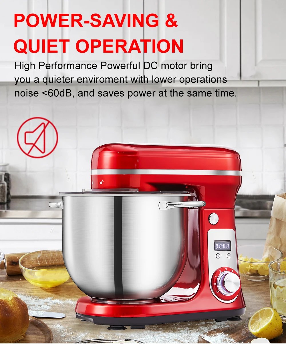 Biolomix Kitchen Food Stand Mixer, Blender, Quiet Motor, Cream Egg Whisk, Whip Dough Kneader, 6-Speed, 1200 W, 6 L, Dc Biolomix Kitchen Food Stand Mixer, Blender, Quiet Motor, Cream Egg Whisk, Whip Dough Kneader, 6-Speed, 1200 W, 6 L, Dc