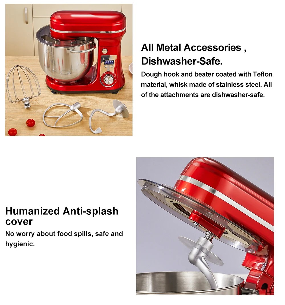Biolomix Kitchen Food Stand Mixer, Blender, Quiet Motor, Cream Egg Whisk, Whip Dough Kneader, 6-Speed, 1200 W, 6 L, Dc Biolomix Kitchen Food Stand Mixer, Blender, Quiet Motor, Cream Egg Whisk, Whip Dough Kneader, 6-Speed, 1200 W, 6 L, Dc
