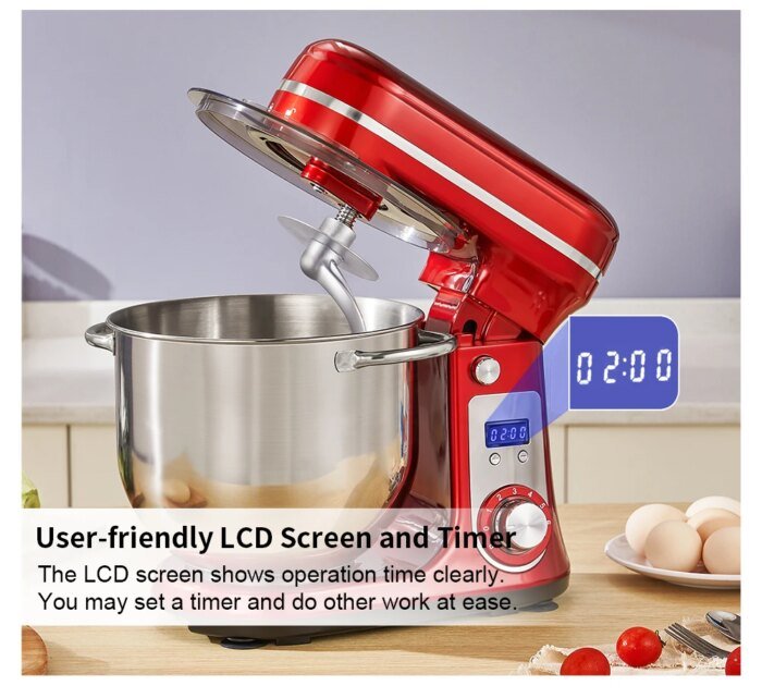 Biolomix Kitchen Food Stand Mixer, Blender, Quiet Motor, Cream Egg Whisk, Whip Dough Kneader, 6-Speed, 1200 W, 6 L, Dc - Image 4