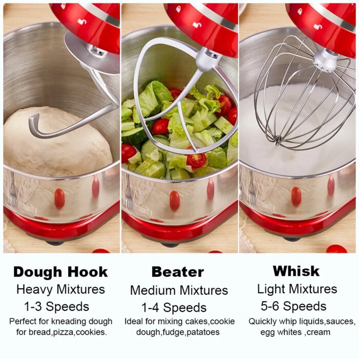 Biolomix Kitchen Food Stand Mixer, Blender, Quiet Motor, Cream Egg Whisk, Whip Dough Kneader, 6-Speed, 1200 W, 6 L, Dc - Image 2
