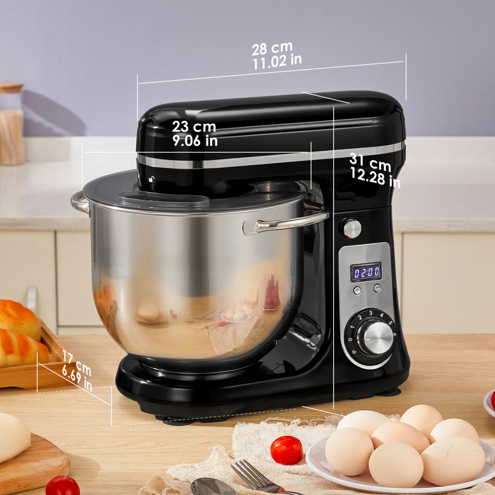 Biolomix Kitchen Food Stand Mixer, Blender, Quiet Motor, Cream Egg Whisk, Whip Dough Kneader, 6-Speed, 1200 W, 6 L, Dc Biolomix Kitchen Food Stand Mixer, Blender, Quiet Motor, Cream Egg Whisk, Whip Dough Kneader, 6-Speed, 1200 W, 6 L, Dc