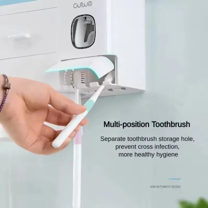 MENGNI Magnetic Adsorption Inverted Toothbrush Holder Wall Automatic Toothpaste Squeezer Storage Rack - Bathroom Accessory - Image 4