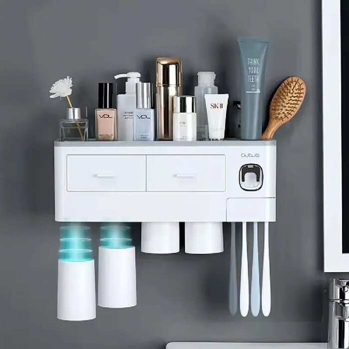 MENGNI Magnetic Adsorption Inverted Toothbrush Holder Wall Automatic Toothpaste Squeezer Storage Rack - Bathroom Accessory - Image 6