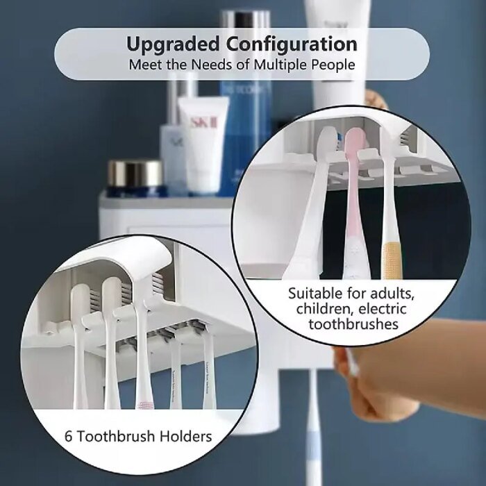 MENGNI Magnetic Adsorption Inverted Toothbrush Holder Wall Automatic Toothpaste Squeezer Storage Rack - Bathroom Accessory - Image 5