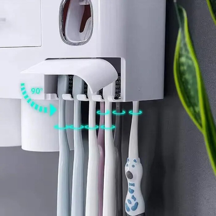 MENGNI Magnetic Adsorption Inverted Toothbrush Holder Wall Automatic Toothpaste Squeezer Storage Rack - Bathroom Accessory - Image 3