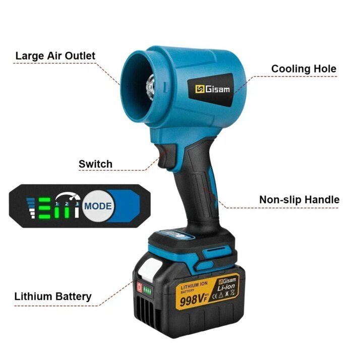 Gisam 30000RPM Brushless Electric Blower 15000RPM Cordless Turbo Fan Air Blower Violent Power Tools for Makita 18V Battery Pin - Image 3
