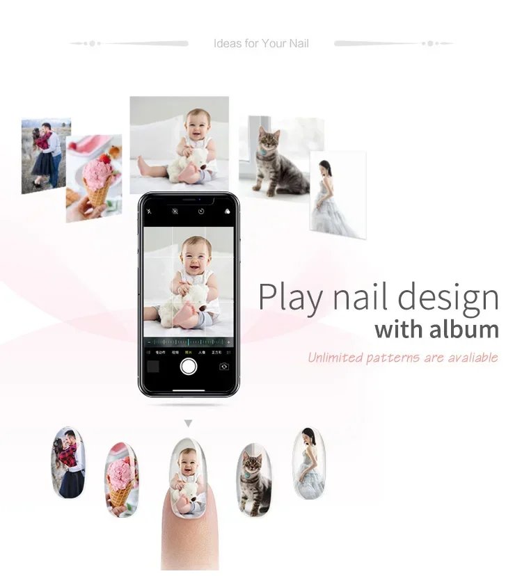 Smart Nail Printer 3D Portable Mobile Nail Painting Machine 2400DPI Printing Resolution Support WiFi/DIY for Home Nail Salon