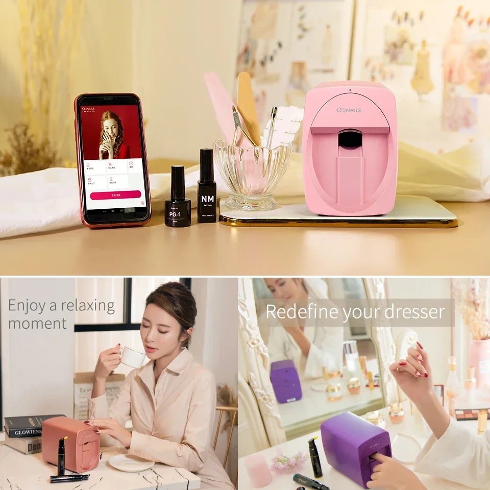Smart Nail Printer 3D Portable Mobile Nail Painting Machine 2400DPI Printing Resolution Support WiFi/DIY for Home Nail Salon