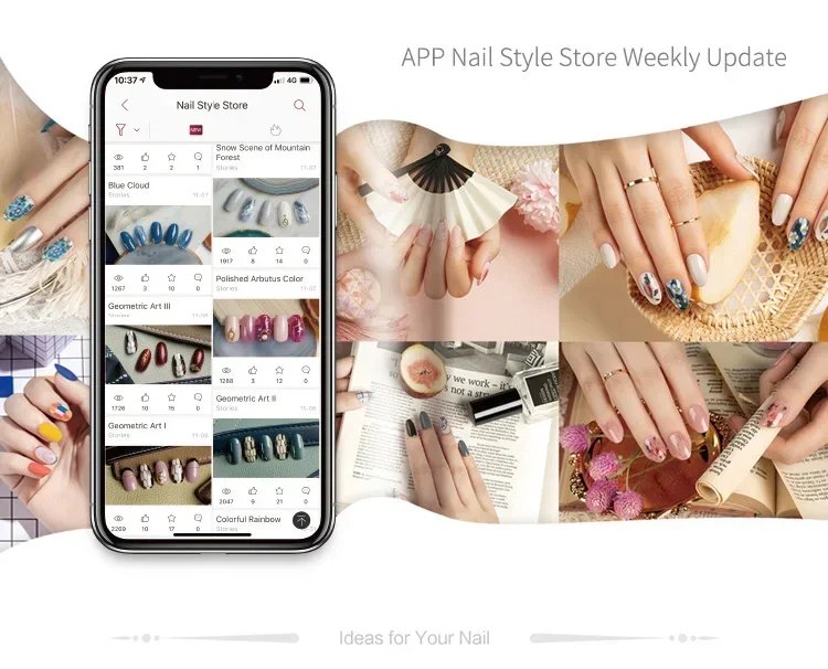 Smart Nail Printer 3D Portable Mobile Nail Painting Machine 2400DPI Printing Resolution Support WiFi/DIY for Home Nail Salon