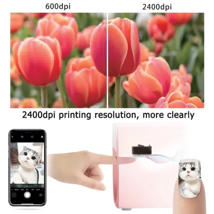 Smart Nail Printer 3D Portable Mobile Nail Painting Machine 2400DPI Printing Resolution Support WiFi/DIY for Home Nail Salon - Image 4
