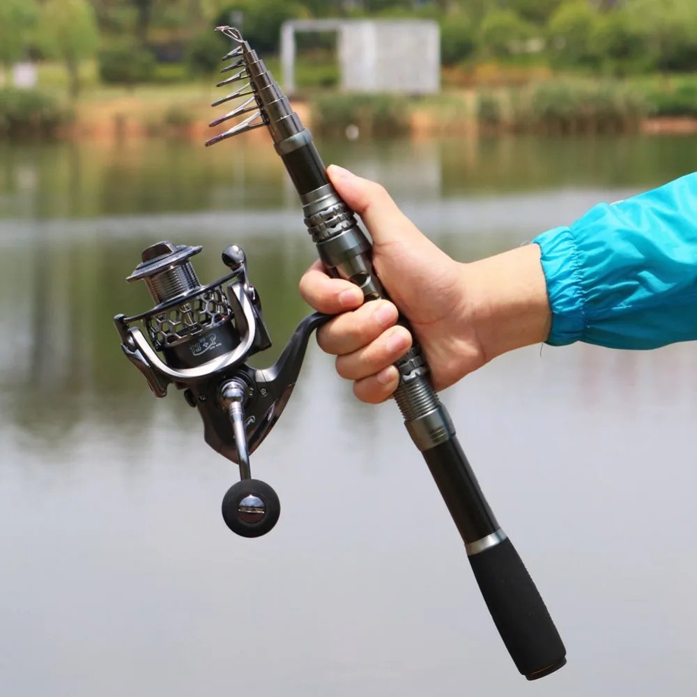 Sougayilang 1.8-2.7m Telescopic Pole and 5.1:1 High-Speed Gear Ratio Aluminim Spool Fishing Reel with Fishing Line Lure Bag Kit Sougayilang 1.8-2.7m Telescopic Pole and 5.1:1 High-Speed Gear Ratio Aluminim Spool Fishing Reel with Fishing Line Lure Bag Kit