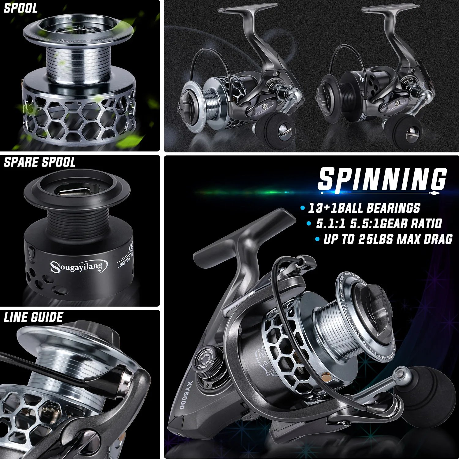 Sougayilang 1.8-2.7m Telescopic Pole and 5.1:1 High-Speed Gear Ratio Aluminim Spool Fishing Reel with Fishing Line Lure Bag Kit Sougayilang 1.8-2.7m Telescopic Pole and 5.1:1 High-Speed Gear Ratio Aluminim Spool Fishing Reel with Fishing Line Lure Bag Kit