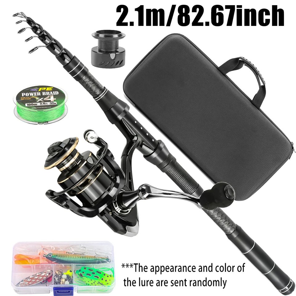 Carbon Travel Spinning Combo 1.8m-2.1m - 5.2:1 Reel, Collapsible Saltwater/Lure Rod with Spinning Reel Ultra-Light Fishing Kit Carbon Travel Spinning Combo 1.8m-2.1m - 5.2:1 Reel, Collapsible Saltwater/Lure Rod with Spinning Reel Ultra-Light Fishing Kit