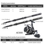 Carbon Travel Spinning Combo 1.8m-2.1m - 5.2:1 Reel, Collapsible Saltwater/Lure Rod with Spinning Reel Ultra-Light Fishing Kit - Image 3