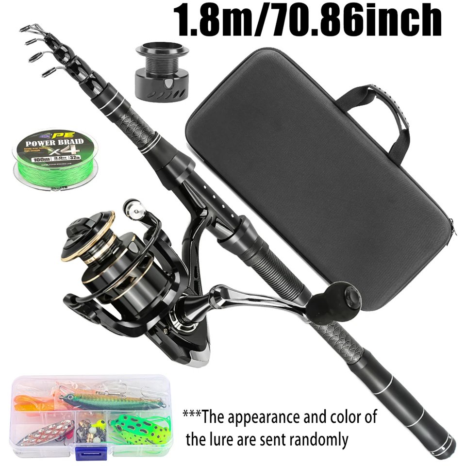 Carbon Travel Spinning Combo 1.8m-2.1m - 5.2:1 Reel, Collapsible Saltwater/Lure Rod with Spinning Reel Ultra-Light Fishing Kit Carbon Travel Spinning Combo 1.8m-2.1m - 5.2:1 Reel, Collapsible Saltwater/Lure Rod with Spinning Reel Ultra-Light Fishing Kit