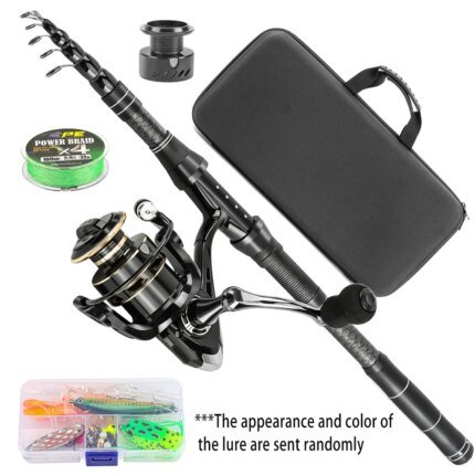 Carbon Travel Spinning Combo 1.8m-2.1m - 5.2:1 Reel, Collapsible Saltwater/Lure Rod with Spinning Reel Ultra-Light Fishing Kit