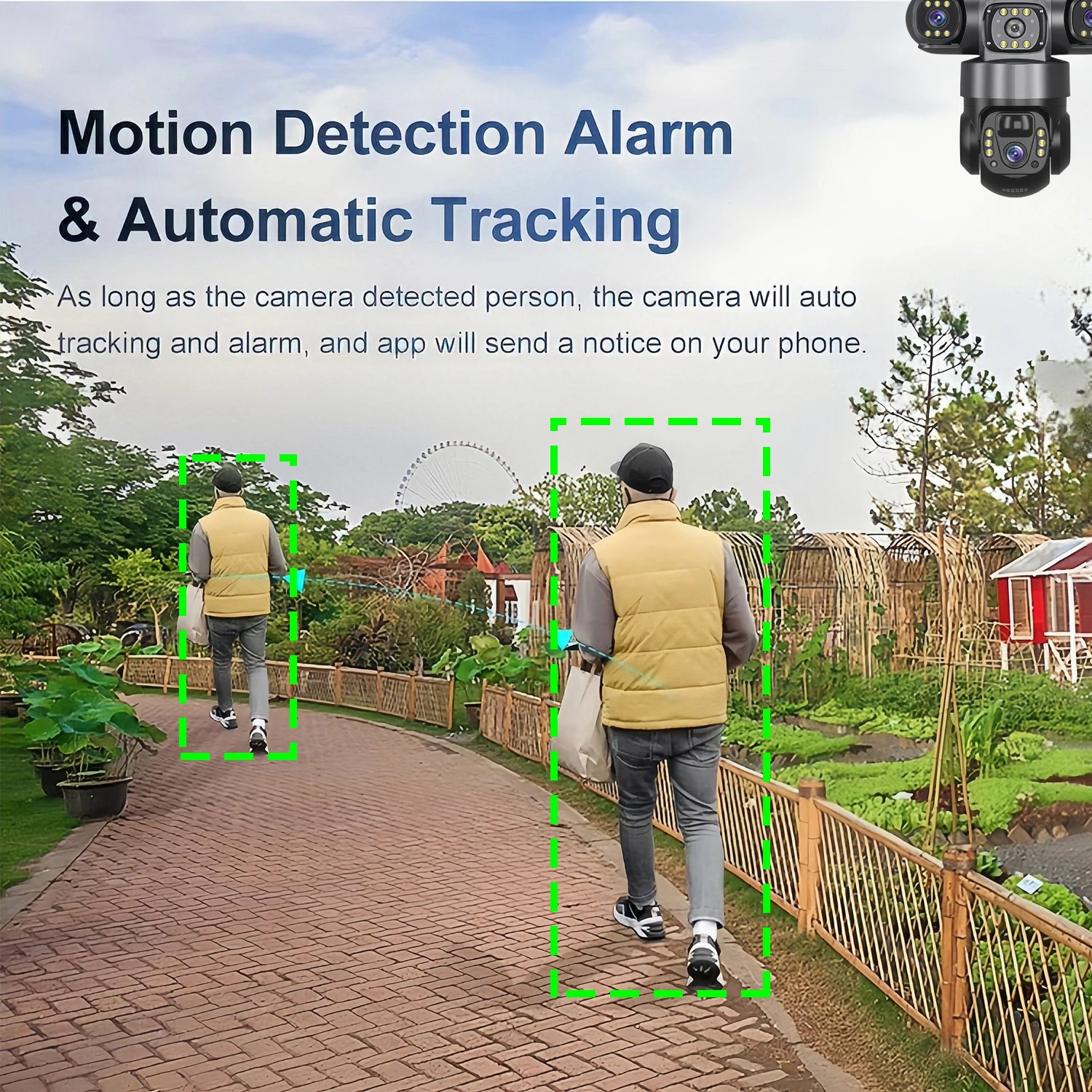 V380 Pro 3 Lens IP Solar Camera HD 15 MP Outdoor Waterproof CCTV Night Vision Two-Way Audio Camera Mobile Tracking 4G IP Camera