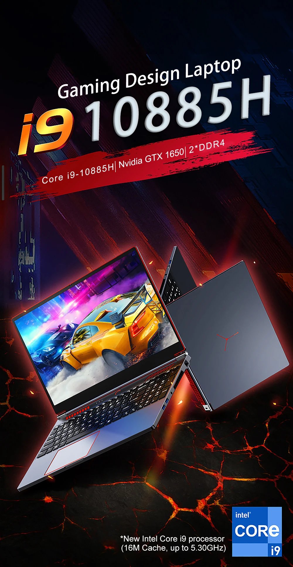 16.1 Inch Gaming Laptop Computer RTX4050 6G Intel Core i9-12900H i9-10885H windows11 RAM Max 64GB DDR4 2*M.2 NVME 4TB SSD WiFi