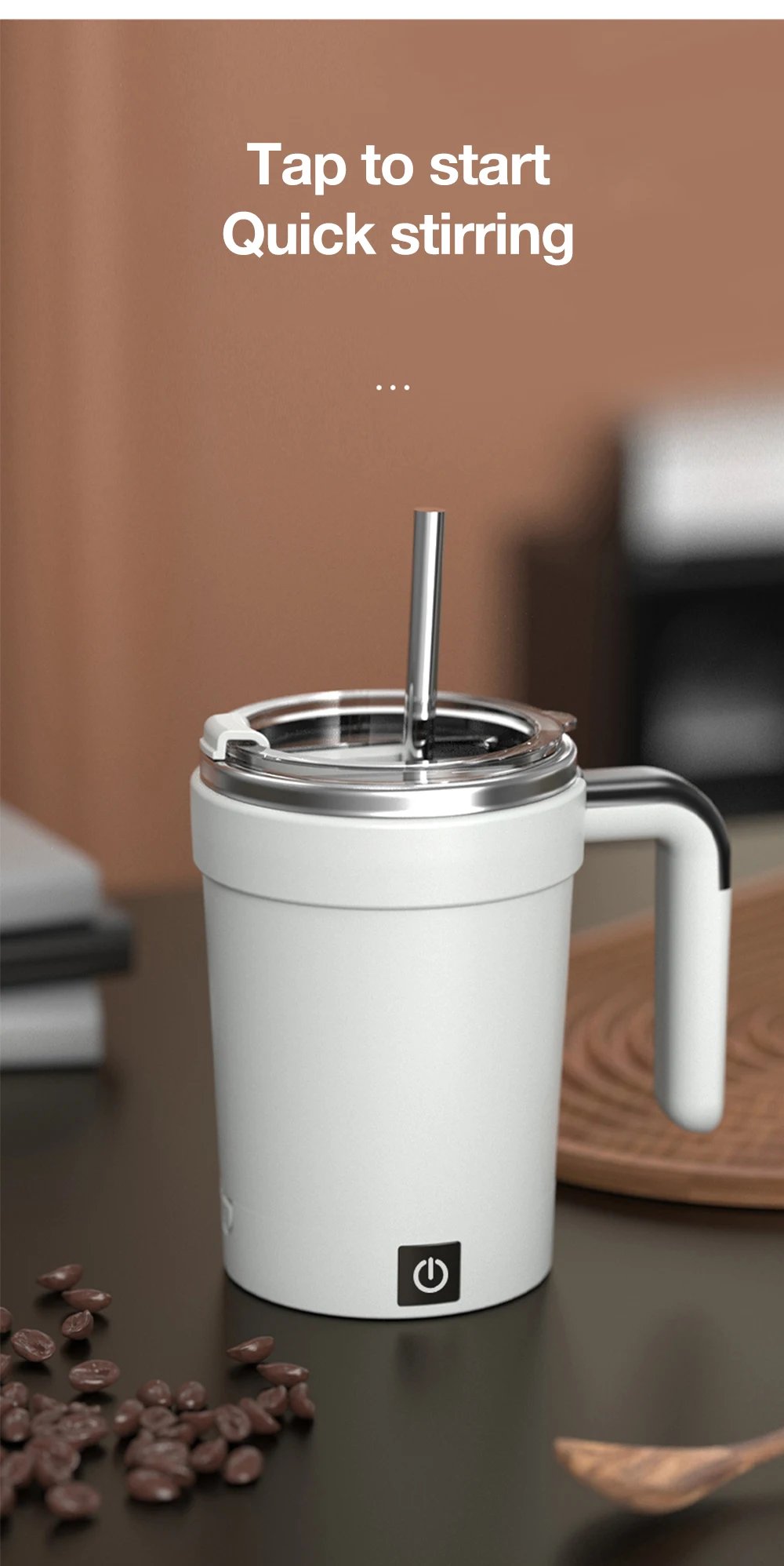 380ML Automatic Stirring Cup Rechargeable Electric Self Mixing Coffee Mug Portable Tea Milk Drinking Cup Rotating Magnetic Tools