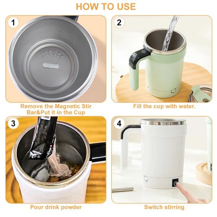 380ML Automatic Stirring Cup Rechargeable Electric Self Mixing Coffee Mug Portable Tea Milk Drinking Cup Rotating Magnetic Tools - Image 6